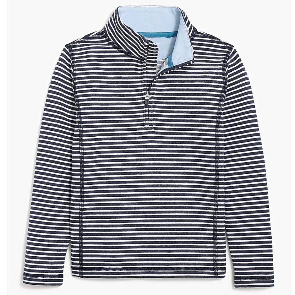 NWT Kid's Crewcuts Navy White Striped Performance Pullover Sweatshirt